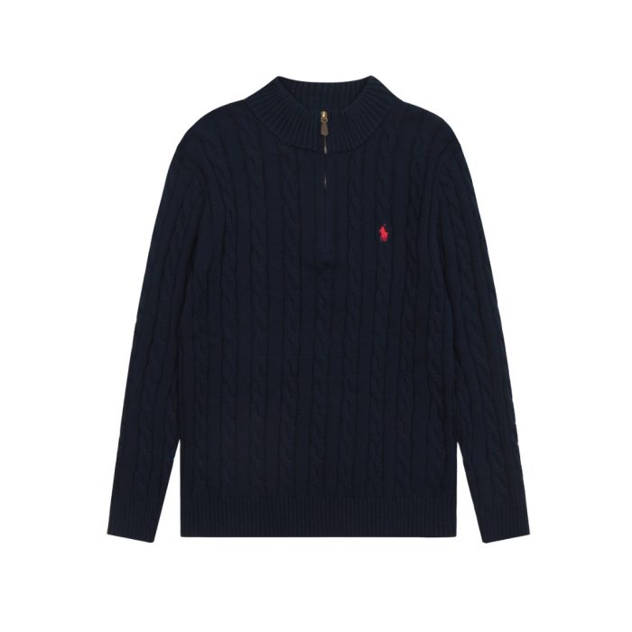 Polo Ralph Lauren Men's Quarter-Zip Ribbed Cotton Knit Sweater in Light Brown (Copy) (Copy)