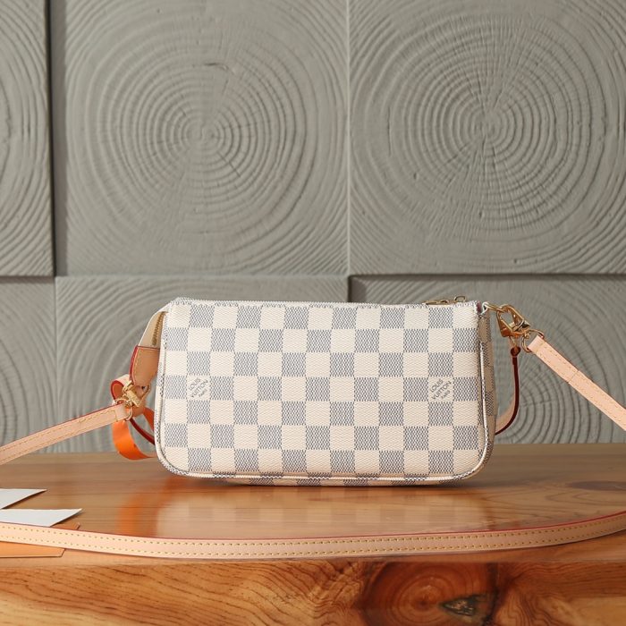 LV  Women White Checkerboard Tote Shoulder Bag Large Capacity Damier Azur Inspired Handbag