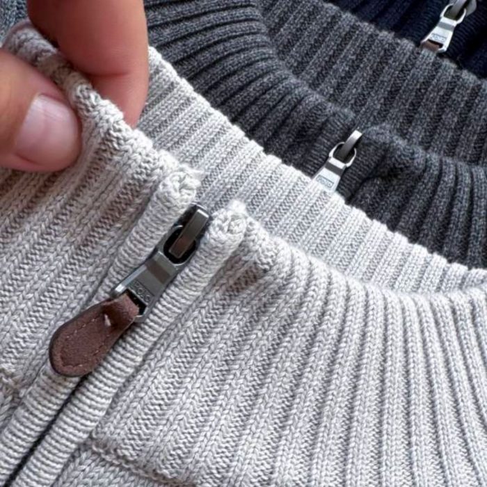 Polo Ralph Lauren Men's Quarter-Zip Ribbed Cotton Knit Sweater in Light Brown